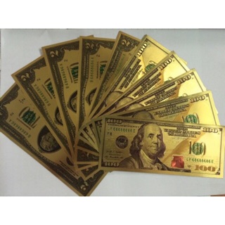 10 tờ Tiền đô 2 USD, 100 USD  MẠ VÀNG may mắn