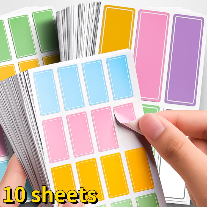 Set 10 Tấm Nhãn Dán Ghi Tên Nhiều Màu Chống Thấm Nước Tiện Dụng Cho Văn Phòng / Trường Học