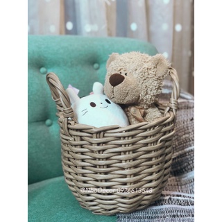 Sọt nhựa hình tròn có quai đựng đồ chơi cho bé trang trì nhà cửa