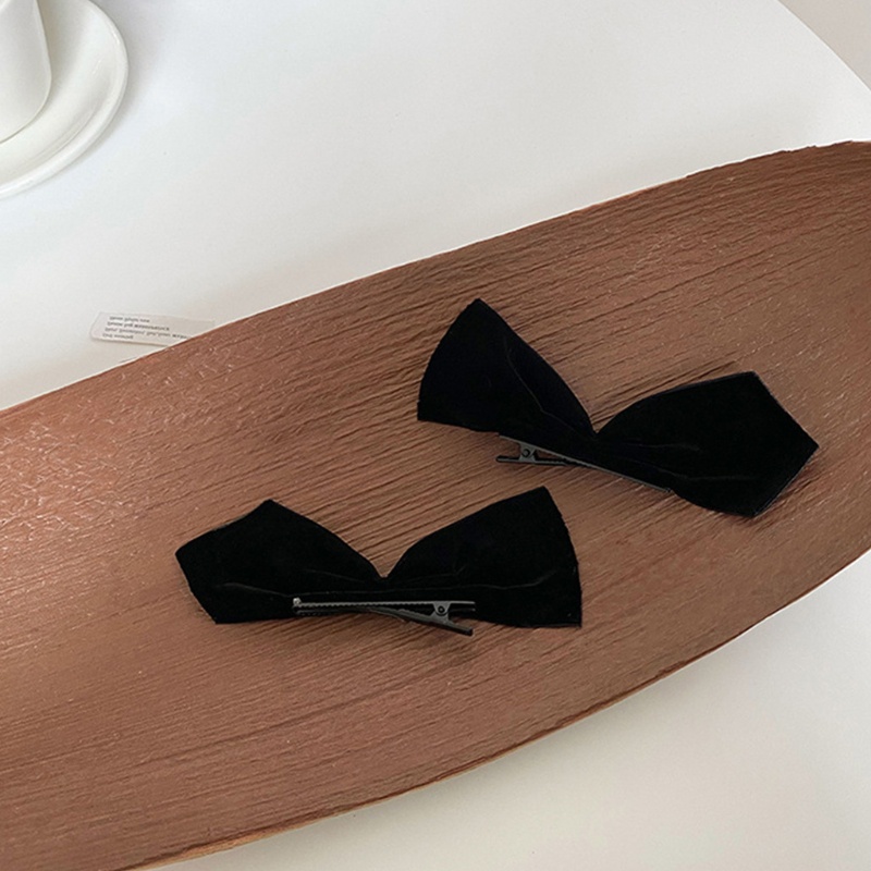 Set 2 Kẹp Tóc Nơ Lớn Bằng Nhung Màu Trơn Thời Trang Vintage Dành Cho Nữ