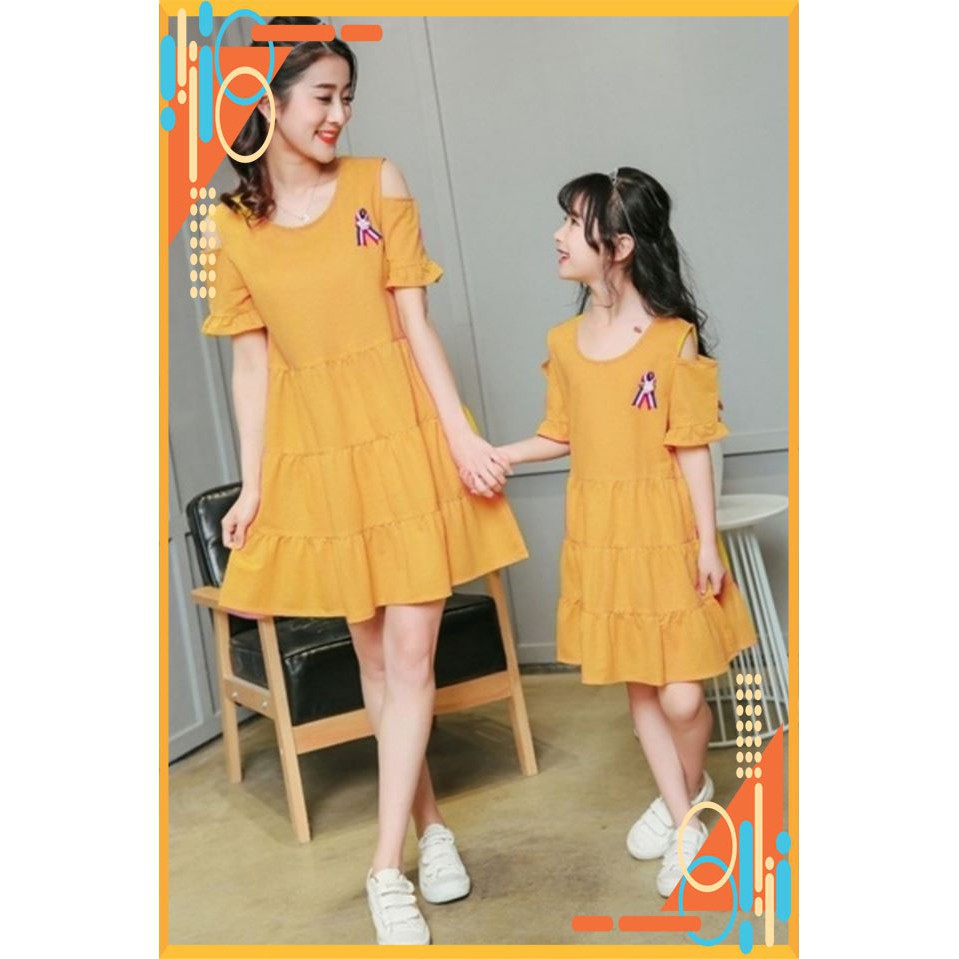 Shop Ngoc Trinh HCM - Đầm đôi mẹ bé tay trễ vai dáng xòe cao cấp-Sỉ Lẻ Mẫu mẹ và bé-Siêu Hot Cam Kết Uy Tín