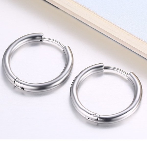 Khuyên Tai Tròn Bằng Thép Titan T44Bb24Bb Thời Trang Hàn Quốc Đơn Giản