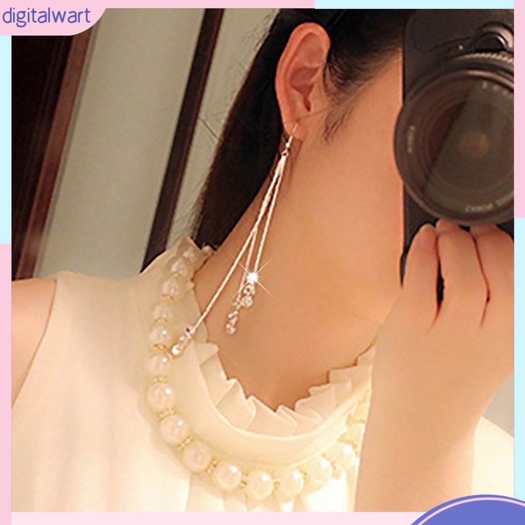 Cặp khuyên tai dài thiết kế đính đá pha lê nhân tạo sang trọng cá tính dành cho nữ