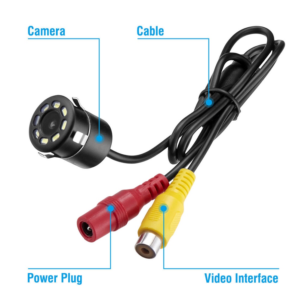 Camera lùi cho xe ô tô 8 led nhìn đêm - Camera lùi cho xe hơi 8 đèn led - Camera lùi 8 led tròn