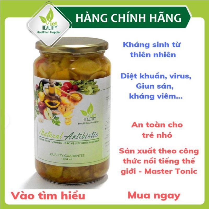Kháng sinh tự nhiên Viet Healthy 1000ml- Giấm táo ngâm gia vị VietHealthy có chứa những chất kháng sinh từ thiên nhiên