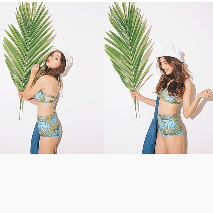 CÓ SẴN SET bikini eo cao họa tiết lá dừa | WebRaoVat - webraovat.net.vn