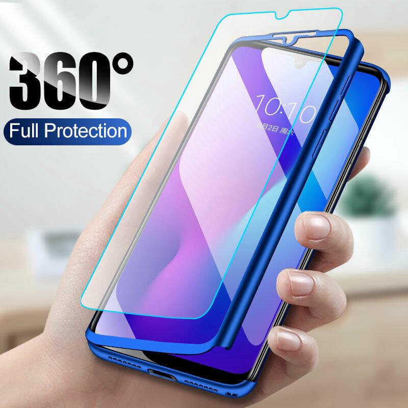 For Xiaomi Redmi 7 Note 7 6 5 Pro 4X 360° Full Cover Phone Case + Tempered Glass