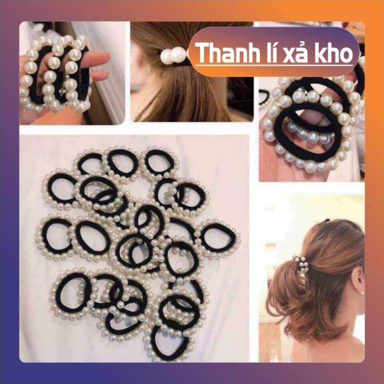Combo 10 Chun Buộc Tóc CBT 16 Hạt Giả Ngọc Trai Sang Chảnh Thần Thái Cho Phái Nữ