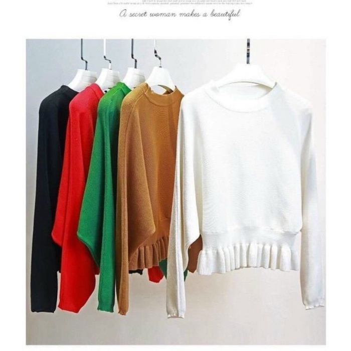 Áo thun cổ tròn tay dài bo eo xếp ly cực xinh ❣️ A15