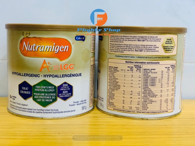 Sữa Enfamil Nutramigen Canada đặc trị không lactose cho bé dị ứng đạm sữa bò, hay quấy khóc và tiêu hoá kém, hộp 561g