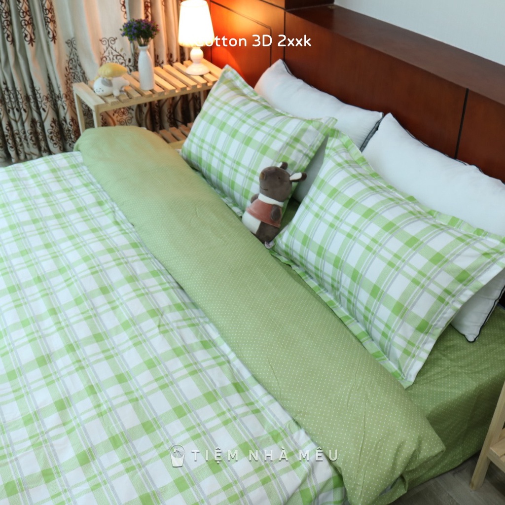 (Nhiều Mẫu Mới - Full Size ) Bộ 4 Món Chăn Ga Gối ✨ m6/m8/2m✨ Họa Tiết Basic Caro Cotton 80% Tiệm Nhà Mêu | BigBuy360 - bigbuy360.vn