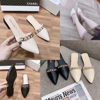 Dép nữ- sục nữ mũi nhọn gắn xích nhỏ siêu xinh MS0