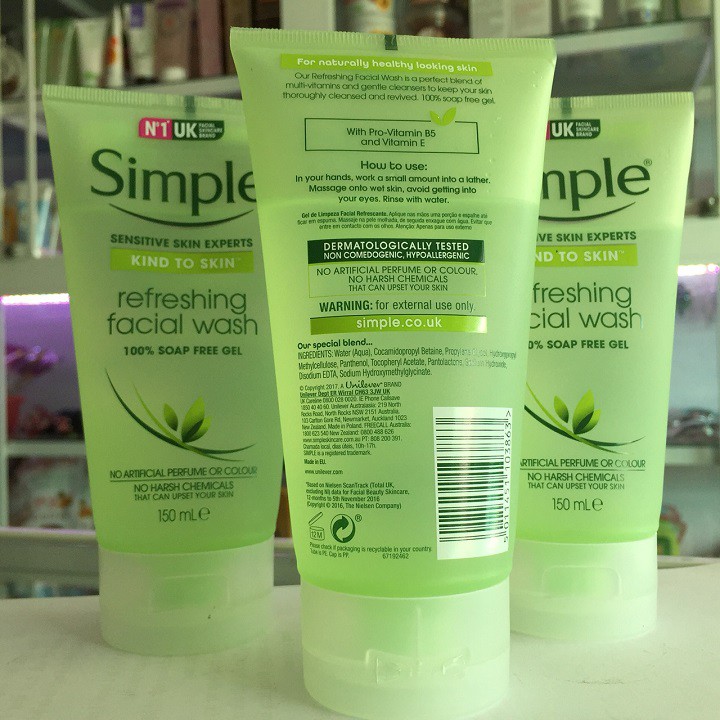 Sữa rửa mặt simple - 150ml Gel kind to skin Bill 4 | BigBuy360 - bigbuy360.vn