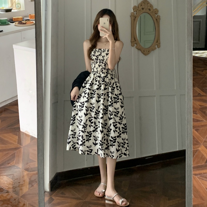 NUZIRO  Áo/ Đầm  2 dây kiểu Pháp thời trang quý phái cho nữ