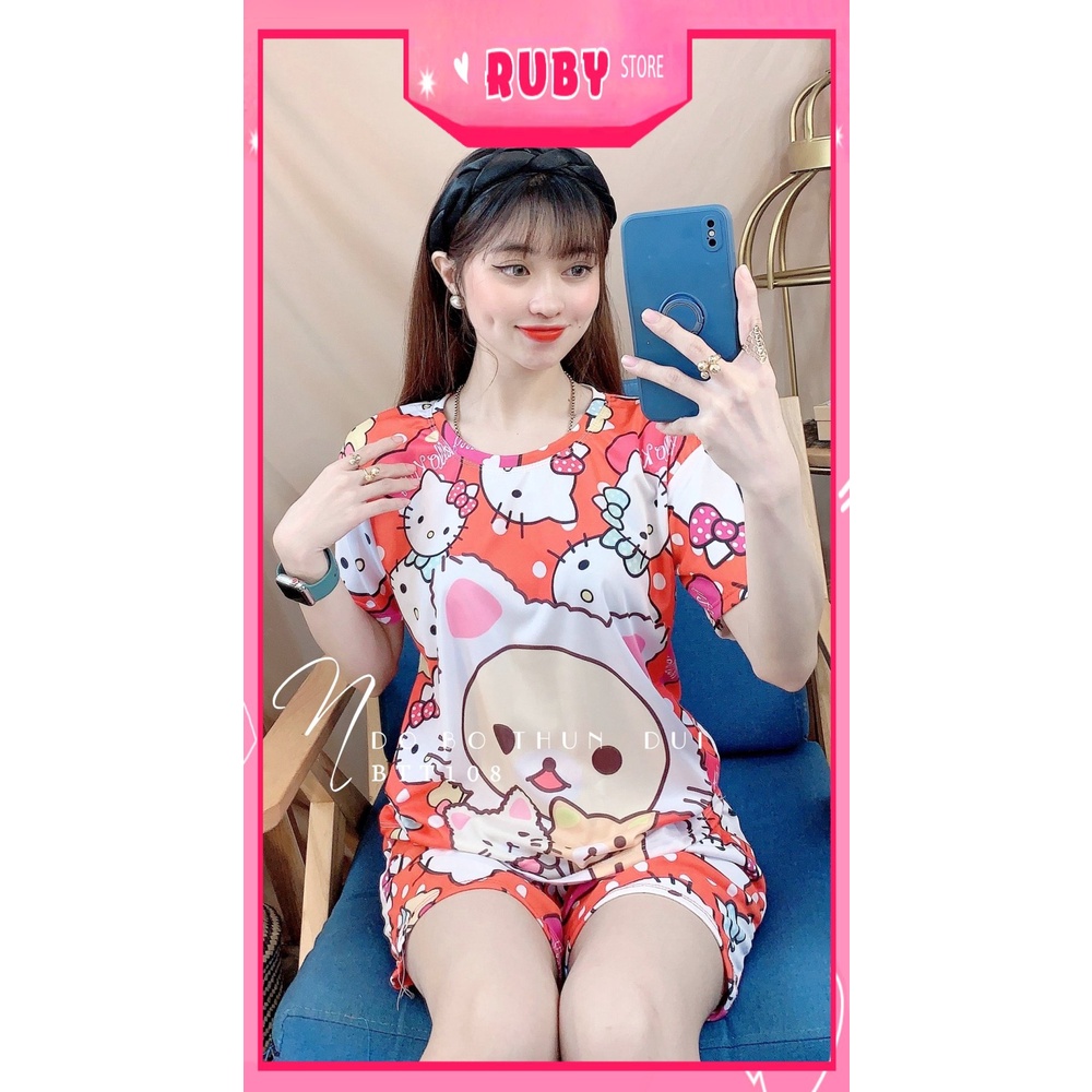 Đồ bộ nữ mặc nhà chất thun mềm mát in hình hoạt hình dễ thương BTT108