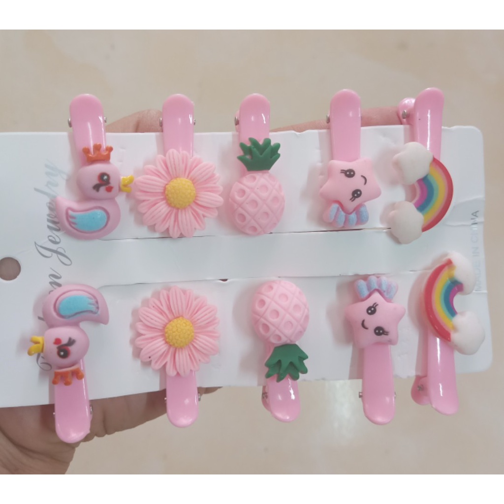 SÉt 10 kẹp tóc hoa quả xinh xắn cho bé phong cách HÀN QUỐC
