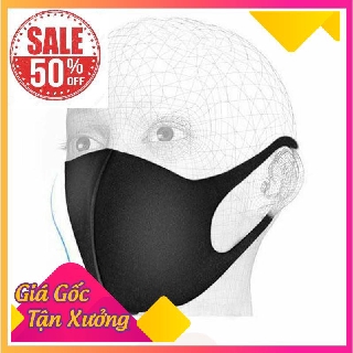 Khẩu trang vải su poly thiết kế 3d chống bụi mịn nước co giãn cho nam nữ - màu xám [HÀNG SẲN CÓ]