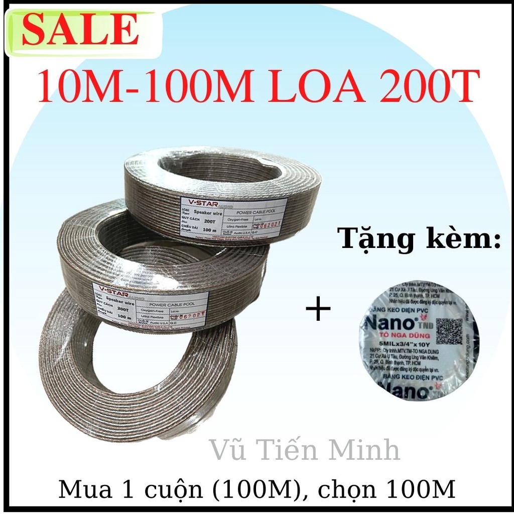 10M DÂY LOA QUY CÁCH 200T - CHUYÊN DÙNG CHO DÂY LED QUẢNG CÁO, LOA.