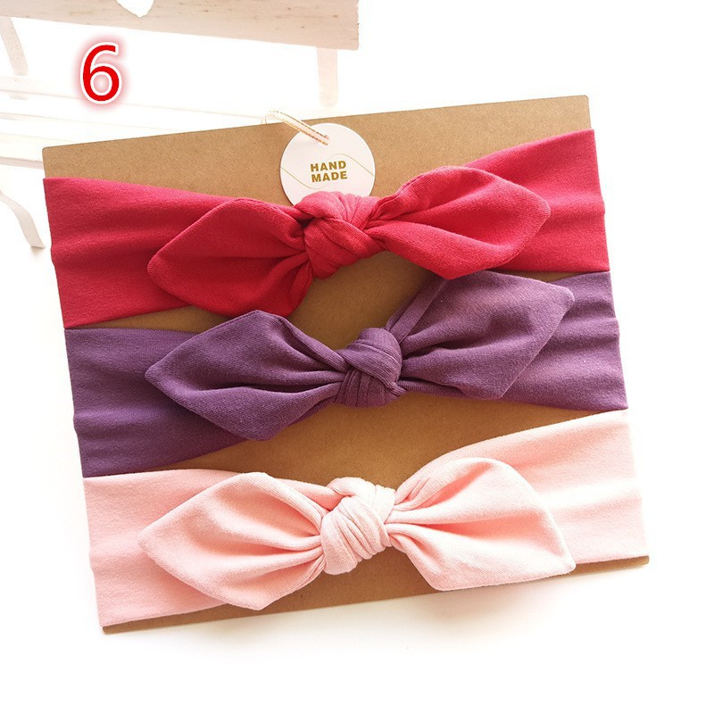 Set 3 băng đô quấn đầu cột nơ bé gái