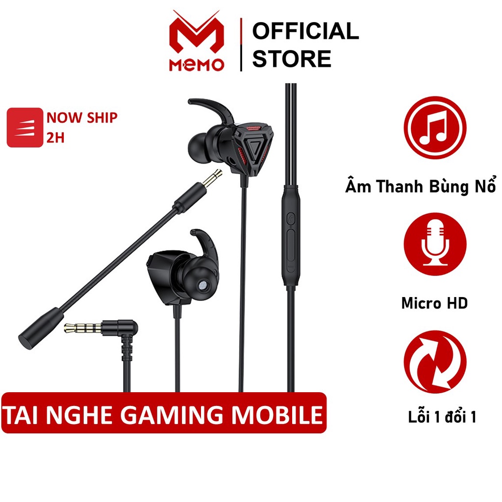 Tai nghe gaming có mic MEMO G2M cho điện thoại chơi game mobile Pubg FF Liên quân Tốc chiến ROS - Hàng chính hãng