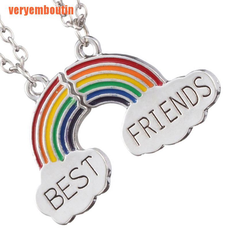 1 Cặp vòng cổ Tình Bạn Mặt Hình Đám Mây Màu Cầu Vồng Dễ Thương