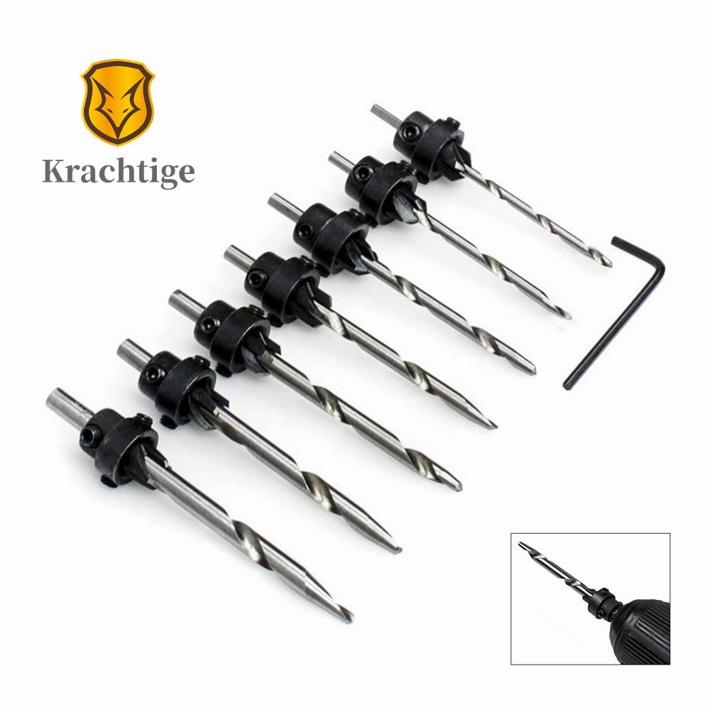 Bộ 7 Mũi Khoan Lỗ Lục Giác Bằng Gỗ DIY Có Thể Điều Chỉnh