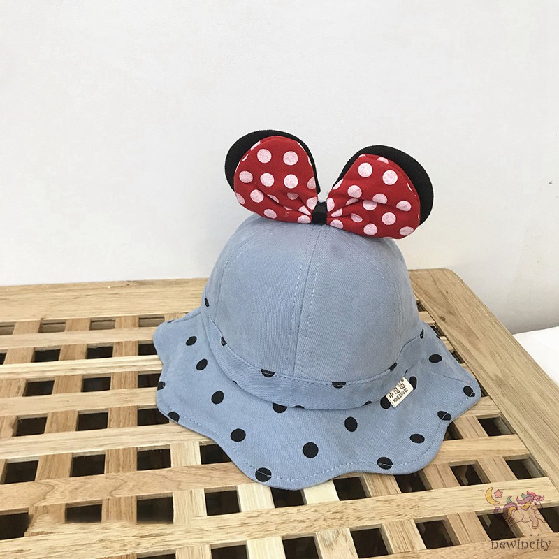 Mũ đính nơ in họa tiết hoạt hình phong cách Hàn Quốc đáng yêu cho bé trai và gái