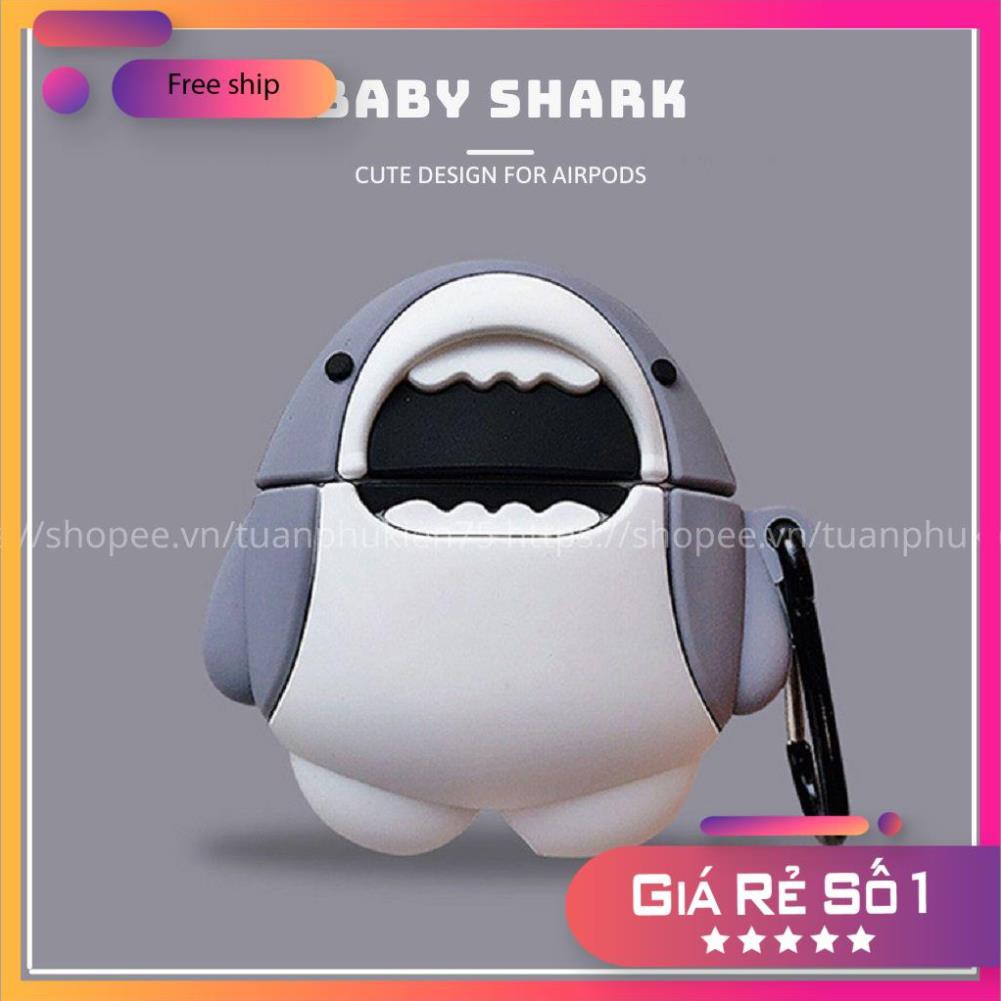 Air-pod Case ⚡ Freeship ⚡ Cá Mập Cute - Case Tai Nghe Không Dây Air-pod 1/ 2/ i12/ Pro - Châts Case Store