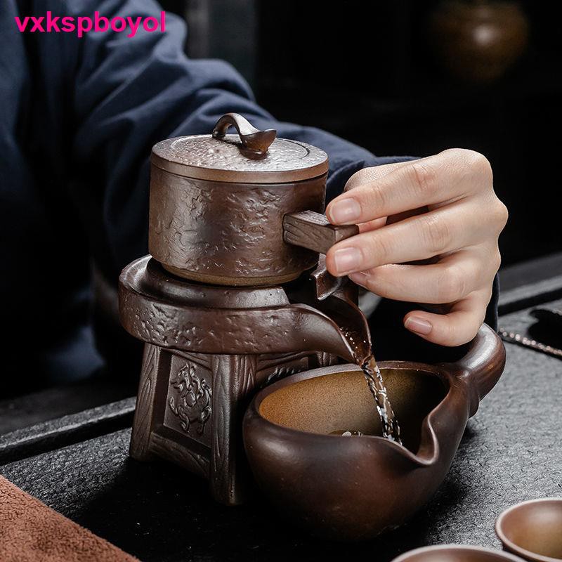 đồ ăn【khuyến mại lớn 51】 Ưu đãi đặc biệt lười pha trà tự động đặt đá mài và xoay Bộ Kung Fu bằng gốm sứ sáng tạo