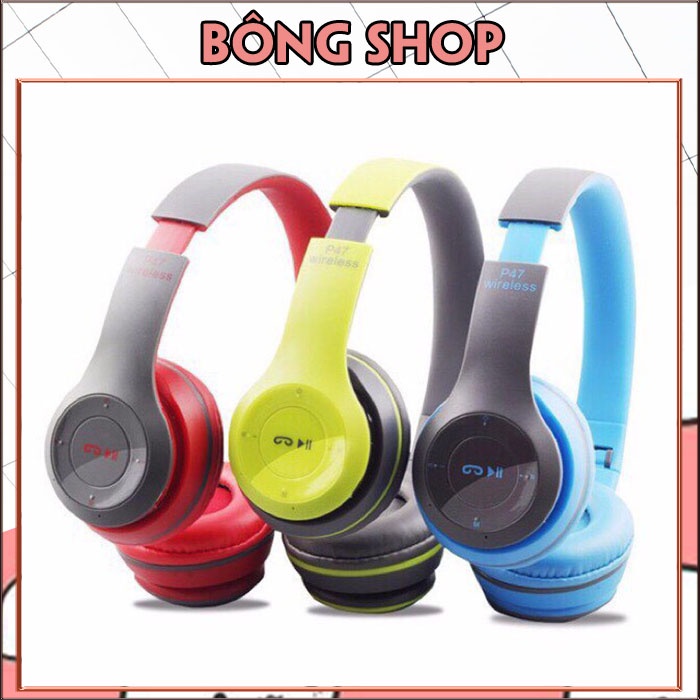 Tai Nghe Không Dây Kết Nối Headphone Bluetooth P47 Có Khe Cắm Thẻ Nhớ Chất Lượng Âm Thanh Cực Đỉnh