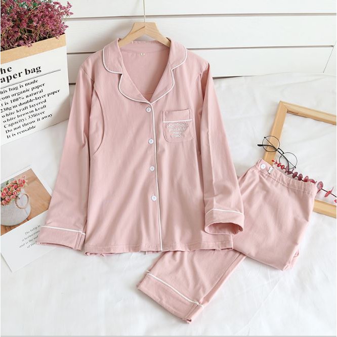 Đồ Bộ Pijama Bầu Và Sau Sinh Cho Con Bú Azuno Az26221 Chất Liệu Cotton Mặc Mùa Hè Rất Mát