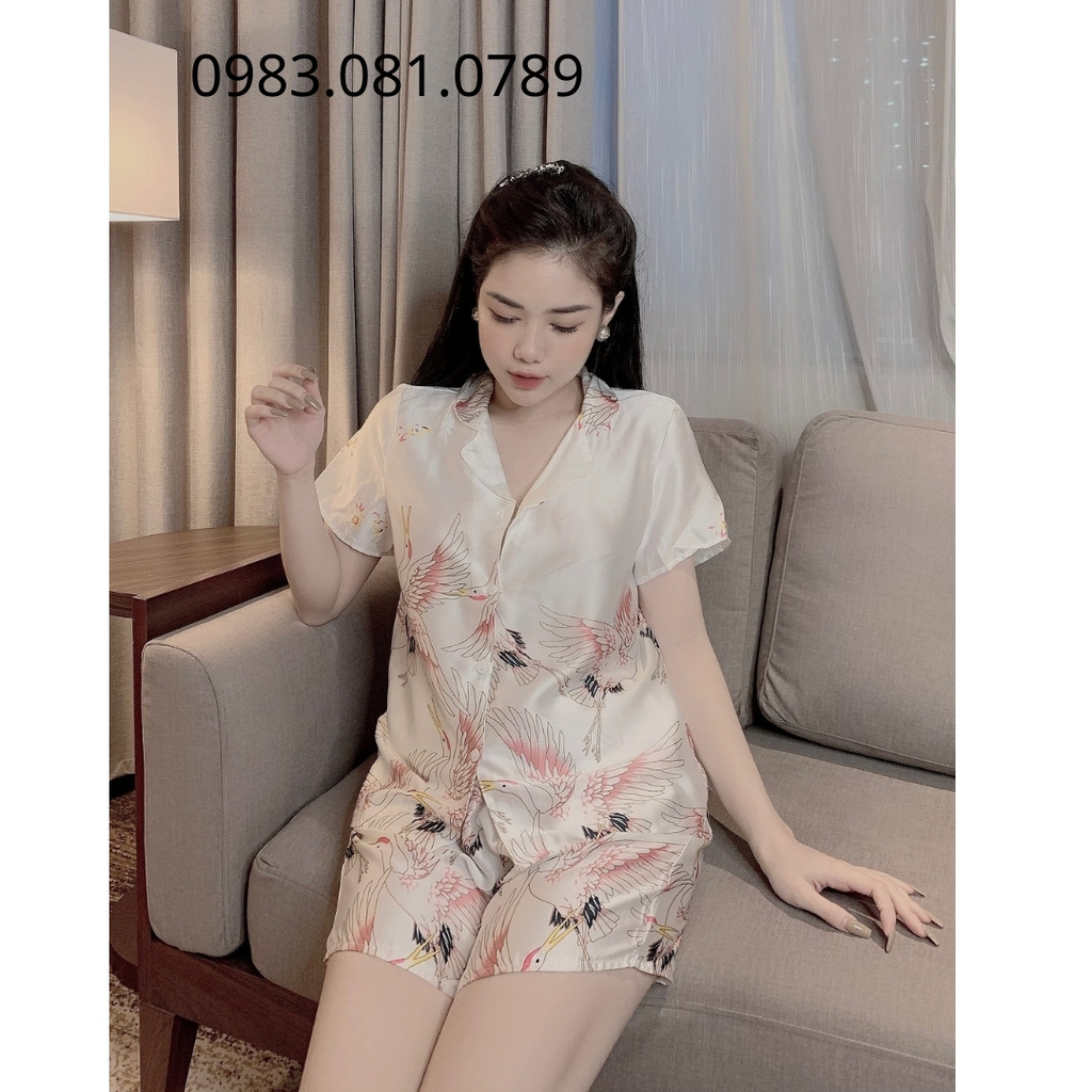 Bộ Pijama Quần Đùi - Áo Cộc ; Chất Vải Lụa Satin Mềm Min, Mát [ ẢNH SHOP TỰ CHỤP ]