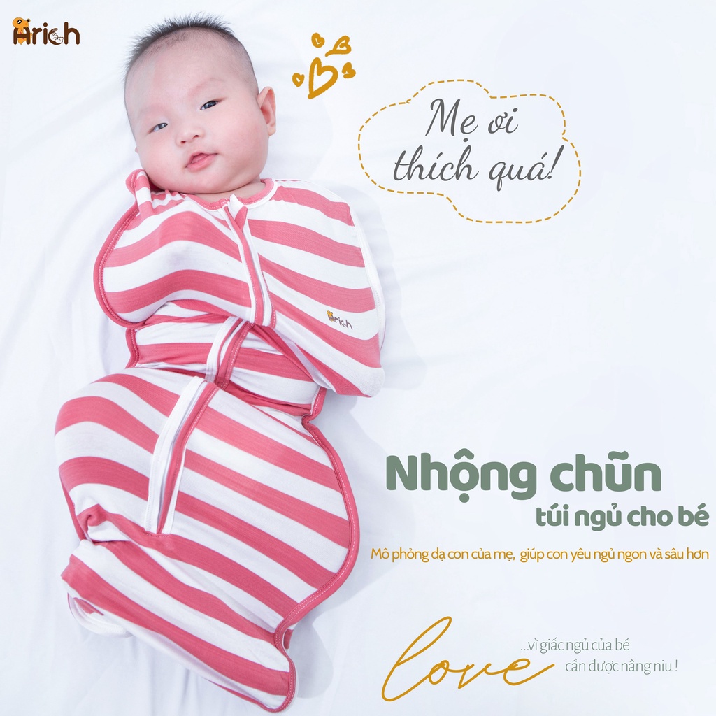 Nhộng chũn / Kén ngủ cho bé sơ sinh Arich từ vải sợi tre cao cấp