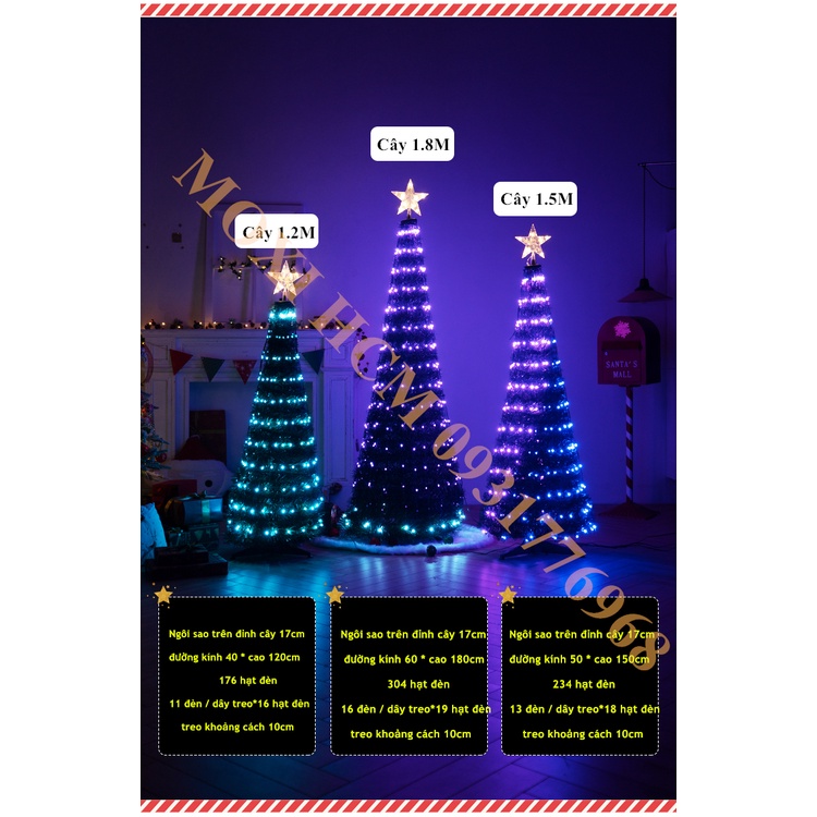 [ĐẦU CẮM ĐIỆN] BỘ đèn LED cây thông điều khiển từ xa 1.2M 1.5M 1.8M trang trí DECOR giáng sinh đầy đủ màu sắc MOXI.