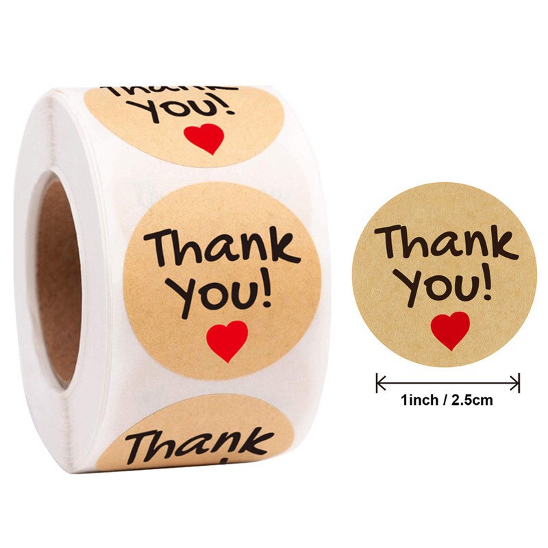 Túi giấy mini vintage kraft hoạt tiết kèm sticker &quot;Thank you&quot; 13 x 12 x 4cm (mẫu ngẫu nhiên)