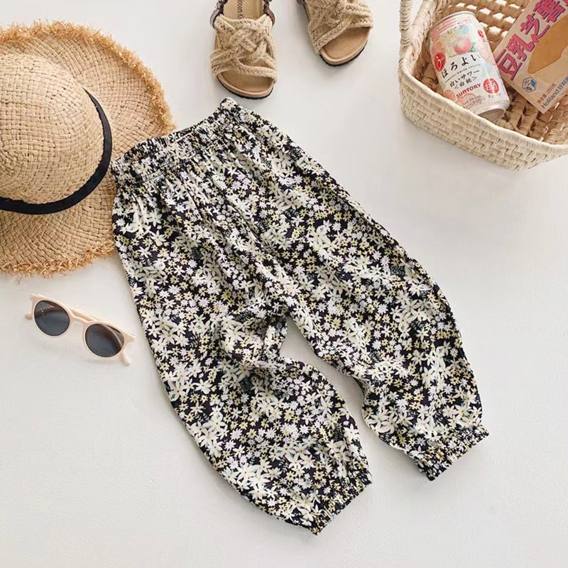 Quần Dài Chống Muỗi Dáng Suông Họa Tiết Hoa Nhí Xinh Xắn Cho Bé Từ 1-8 Tuổi