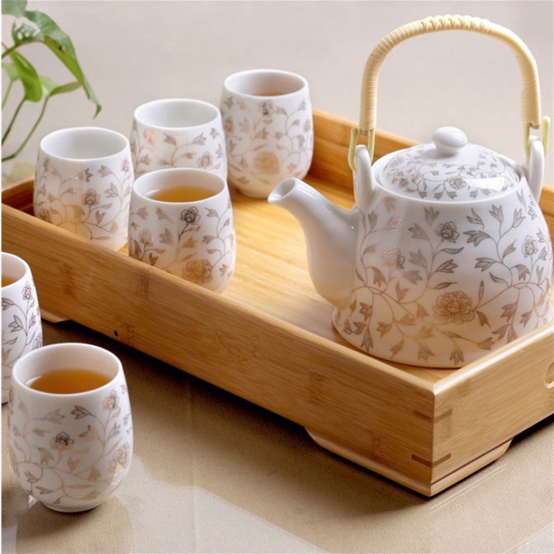 Bộ Ấm Trà / Cà Phê Bằng Sứ Có Quai Cầm Kiểu Vintage