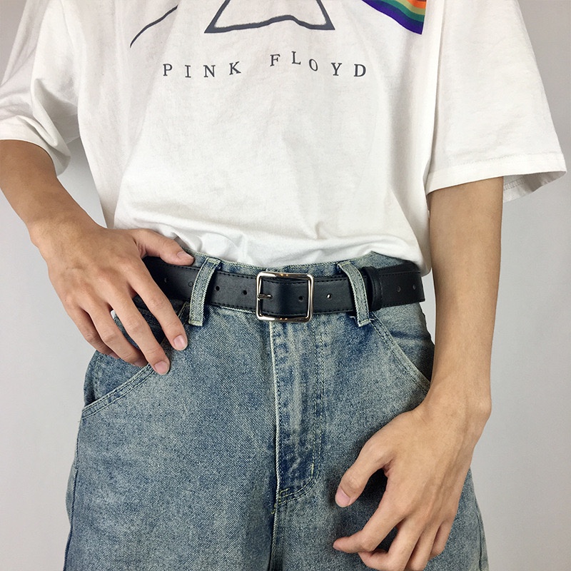 Thắt lưng Nam vuông bạc bóng kiểu đơn giản TLN019 học sinh viên - Dây nịt nam kiểu mặt vuông basic dễ phối quần bò kaki