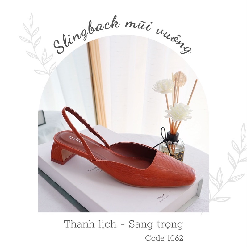 Giày sandal nữ thời trang bít mũi hở hậu gót xéo 3cm đi làm đi chơi Cillie 1062