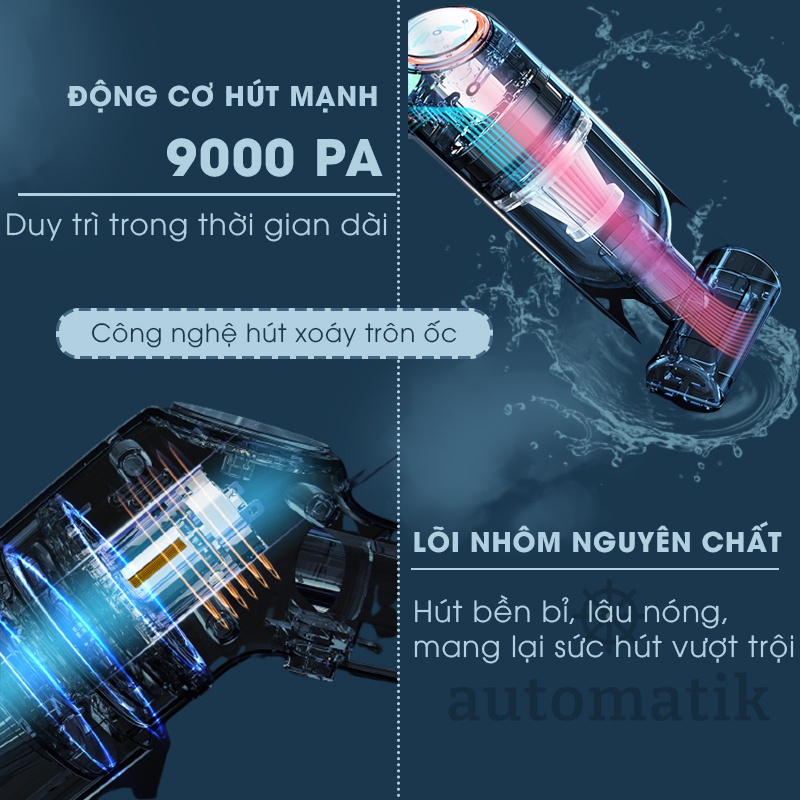 Máy Hút Bụi Cầm Tay Không Dây Mini Đa Năng, Oto Xe Hơi, Gia Đình, Bàn Phím, Sofa, Nhà Cửa, Bàn Học M06 - Automatik