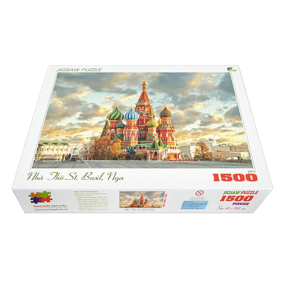 Bộ tranh xếp hình cao cấp 1500 mảnh – Nhà Thờ St. Basil, Nga (60x100cm)