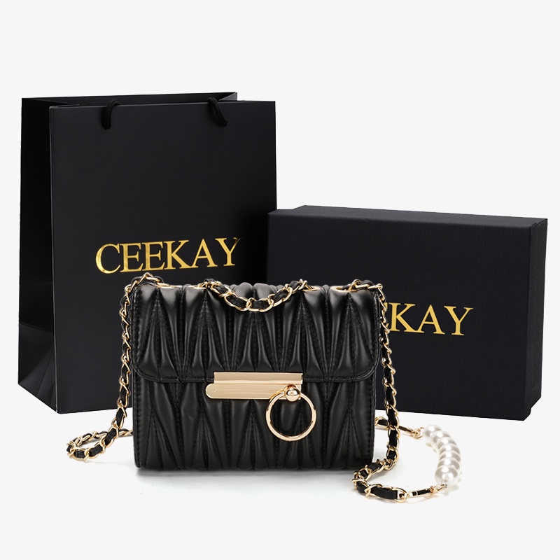 🌸Hàng Order🌸 Túi Xách Nữ CEEKAY Họa Tiết Nắp Gập Khóa Gài Quai Da Phối Xích Sang Chảnh Nữ Tính🌸Hàng Quảng Châu