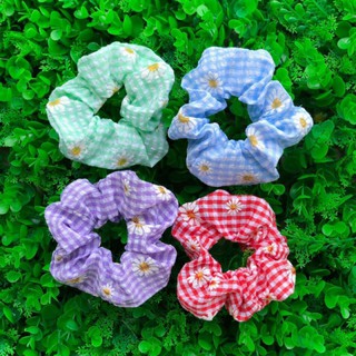 [HÀNG LOẠI 1] Cột tóc vải scrunchies caro hoa cúc mix màu trend dành cho bạn nữ xinh xắn thay thế kẹp tóc