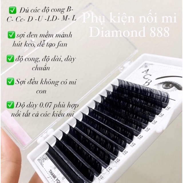 Mi khay Acb, mi sợi nối mi Acb khay 12line độ dày 0.07mm