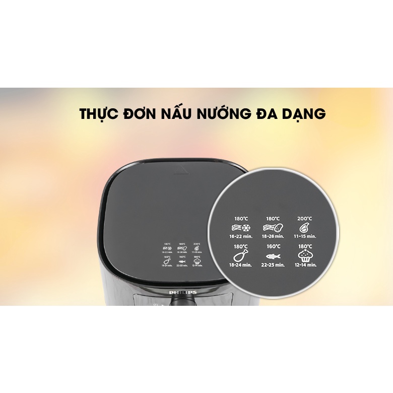 Nồi chiên không dầu Philips, điều khiển cơ, dung tích 4.2L - 0.8Kg, bảo hành 2 năm chính hãng - HD9200/90