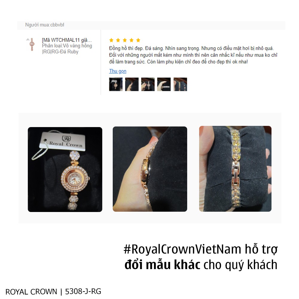 Đồng hồ nữ Chính Hãng Royal Crown 5308 Jewerry Rose Gold | WebRaoVat - webraovat.net.vn