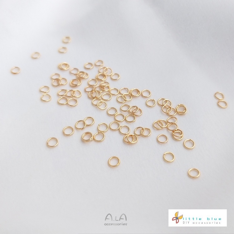 Set 100 Chiếc Nhẫn Hở Mạ Vàng 14K Bằng Thép Titan Độ Cứng Cao Làm Trang Sức Thủ Công diy