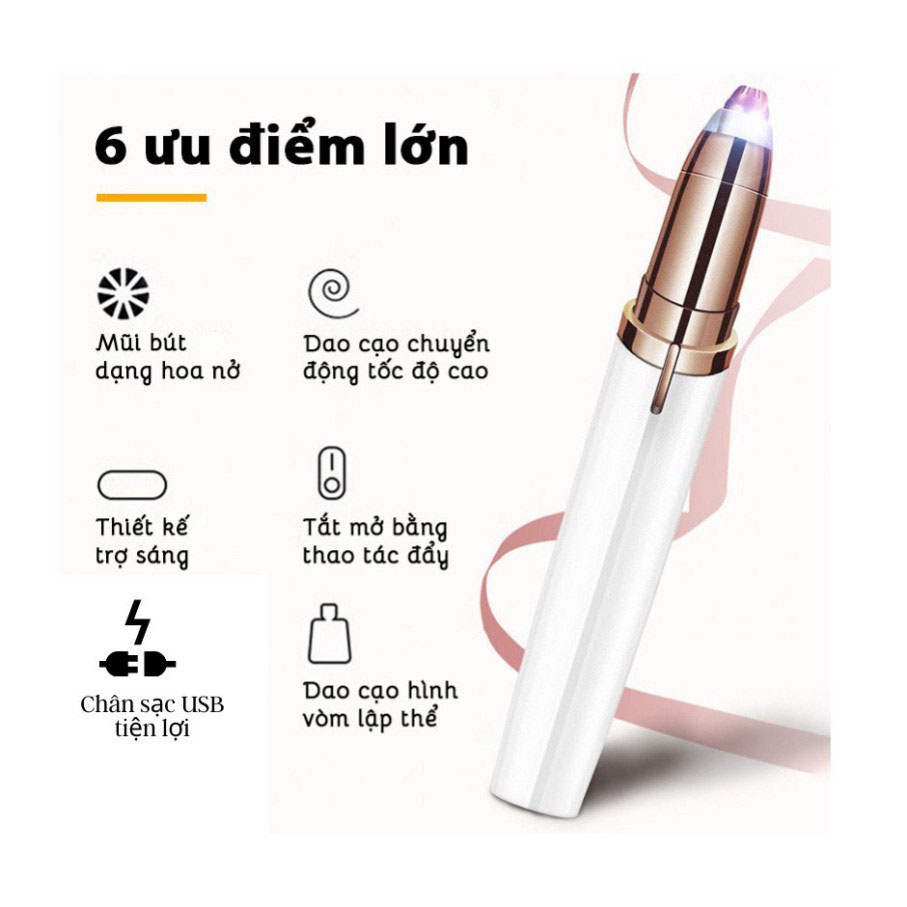 Máy Tỉa Lông Mày Sạc Pin Tích Điện Flawless Bút Cạo Lông Mày Mini Bằng Điện Cao Cấp