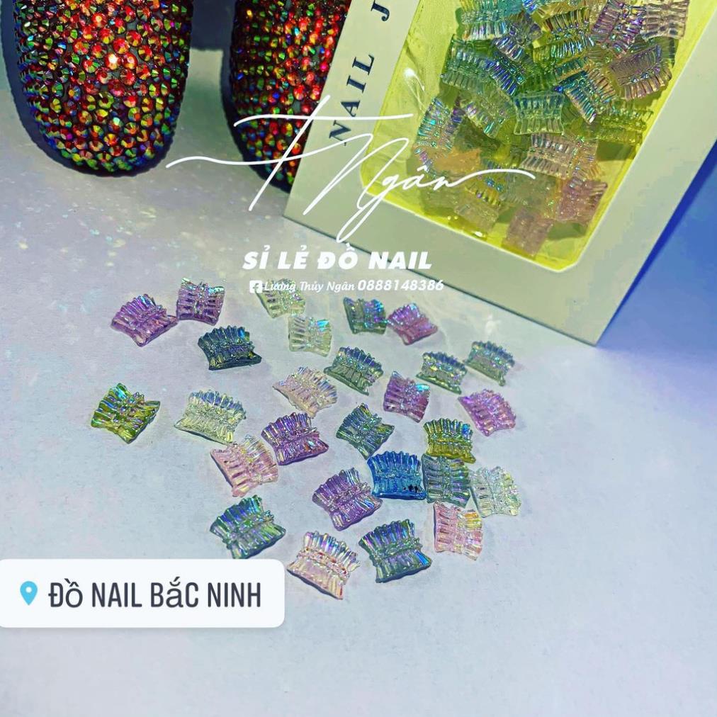 Charm Nơ Đen Trắng , Charm Nail Gắn Móng Siêu Xinh