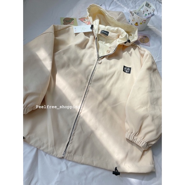 Áo Hoodie Zip Be Hình Thêu 2 Lớp Tay Dài Mặc Đi Học Đi Chơi (Hình Thật)